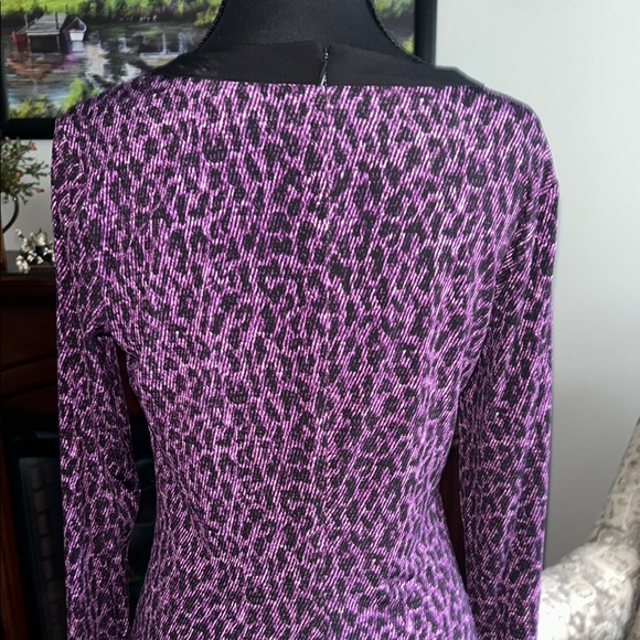 MICHAEL Michael Kors Black and Purple Patterned Long Sleeve Dress - Picture 5 of 6